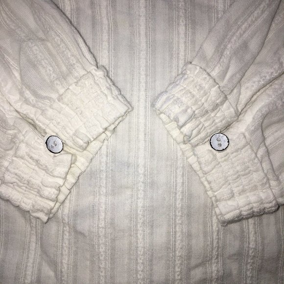 Rag & Bone Top Womens XS White Striped Cropped 100% Cotton 3/4 Sleeve Pullover - Picture 9 of 9